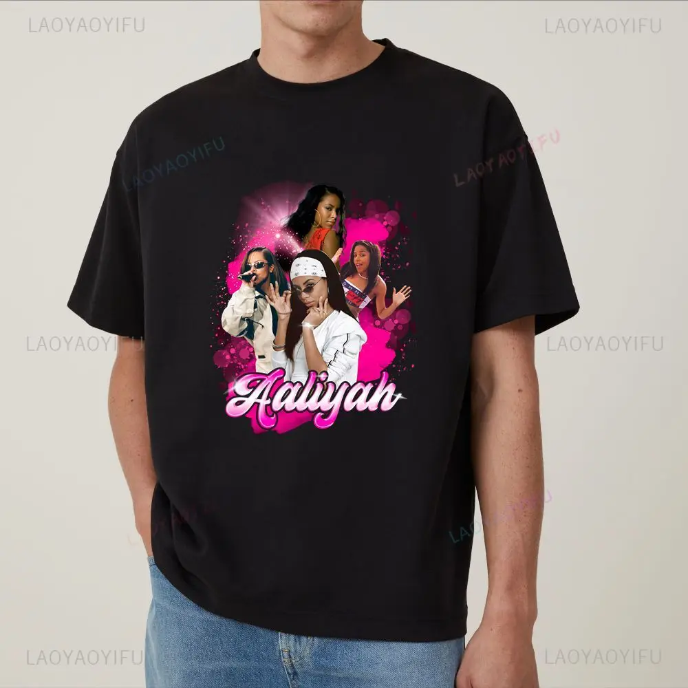 Фото Футболка с принтом Aaliyah — рубашка Uniqlo с короткими рукавами, подходящая для мужчин и женщин — футболка большого размера №5