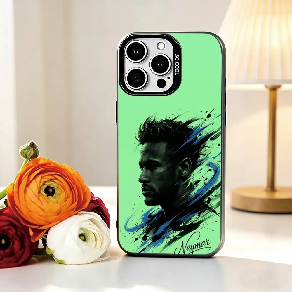 Чехол для телефона F-Football star N-Neymar для iPhone 17, 16, 15, 14, 13, 12, 11 Plus, Pro Max, XS, красочный, серебристо-черный (art.: 3920daaff5cb5) - 3920daaff5cb5
