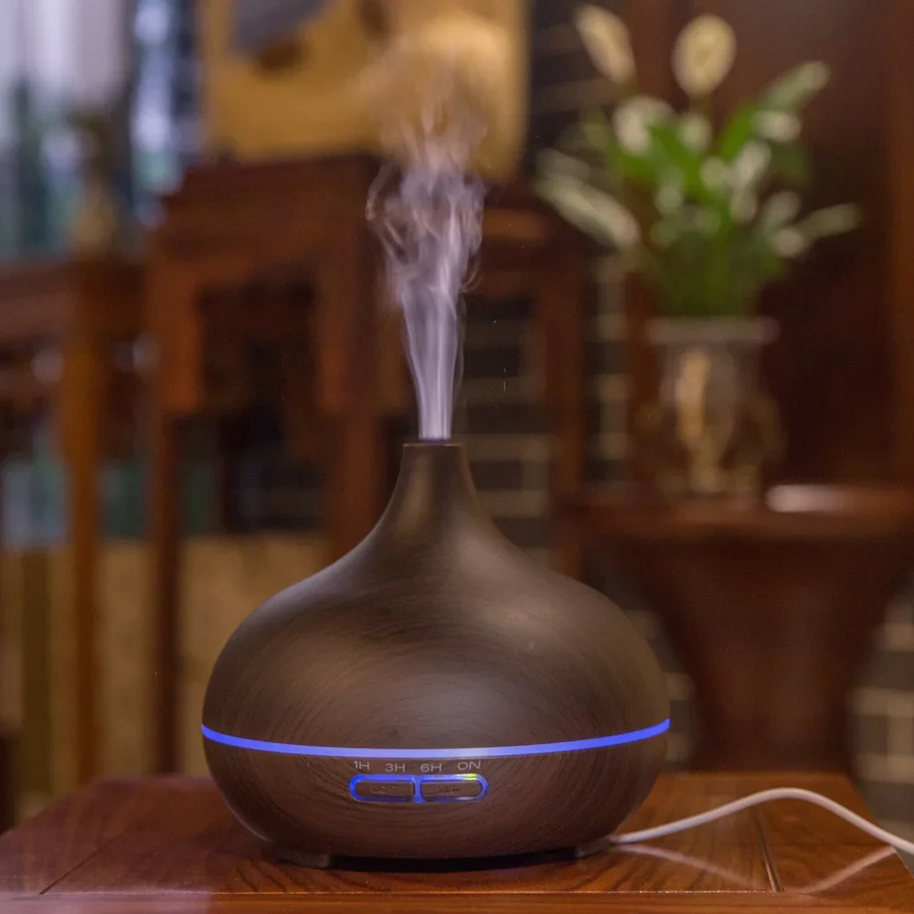 550ML Electric Aroma Diffuser Essential Oil Home Office Air Humidifier Ultrasonic Remote Control Mist Maker LED Lamp