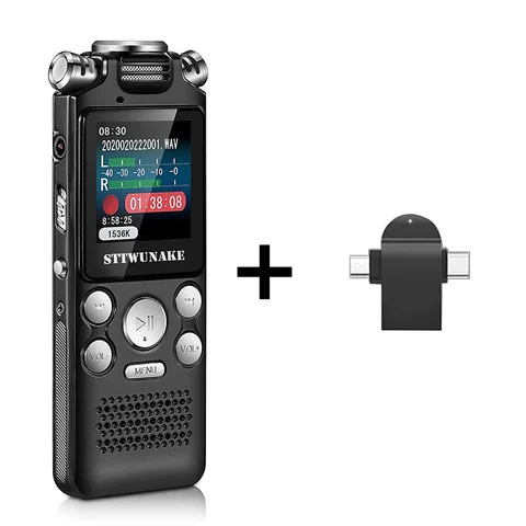 Профессиональный диктофон STTWUNAKE с 3 микрофонами и голосовой активацией, устройство цифровой записи звука и звука, диктофон
