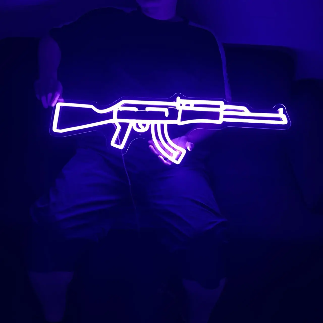 AK47 Gun Purple Neon Signs Party Decor Light Signs Event Lights Birthday Gifts Custom Neon Signs Wedding Neon Signs