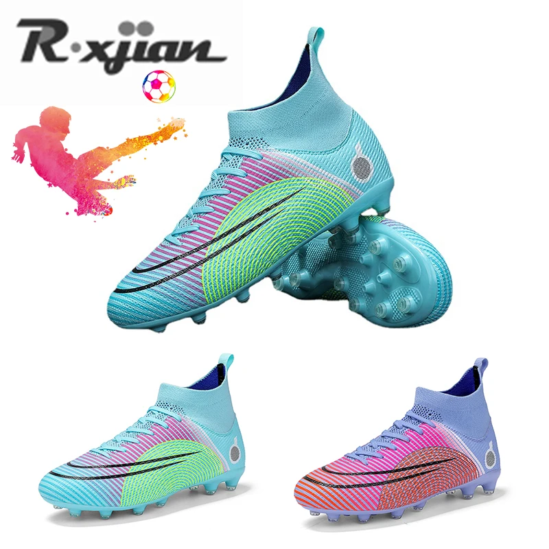 

Football Shoes For Youth Latest High-top Low-top Large Size 33-46 Mandarin Duck Broken Nails And Spike Outdoor Strong Grip