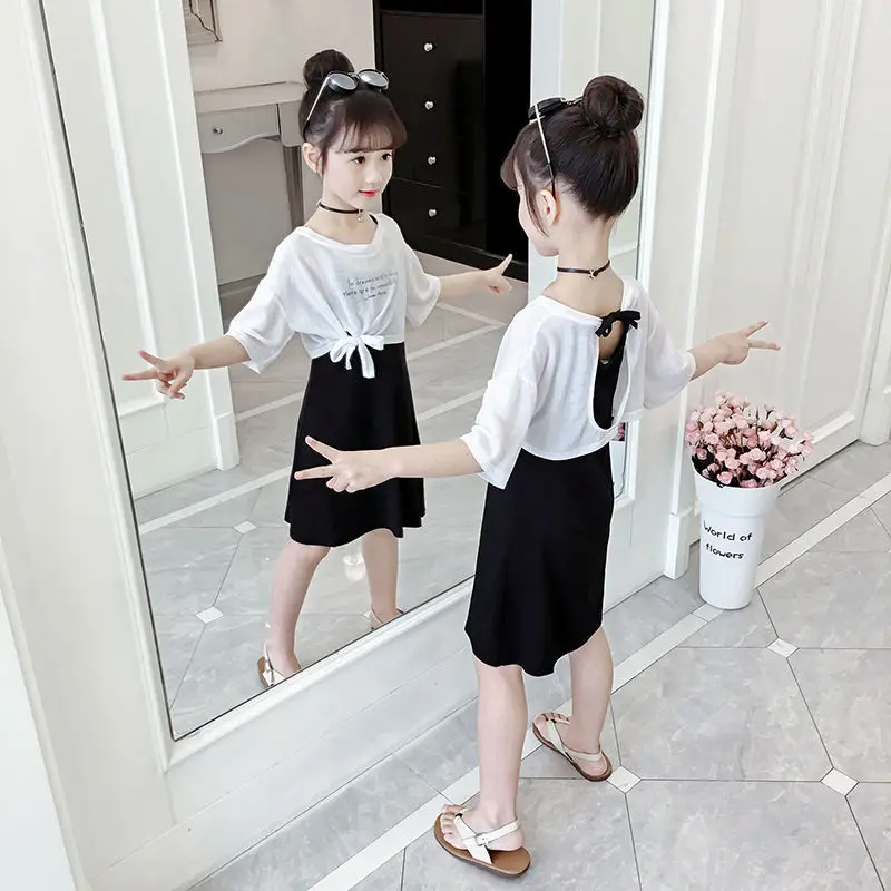 

2023 NEW Girls Short Sleeve Suit Girl Dresses Children's Wear Two-piece Set 2 Piece Set Summer Suits for Kids Girls School Party