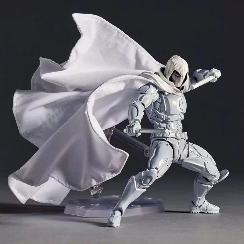 Фото Удивительная фигурка Yamaguchi Moon Knight, ПВХ, подвижная, коллекционная, Revoltech, Мстители, Марк Спектор, фигурка, модель игрушки 16 см №3