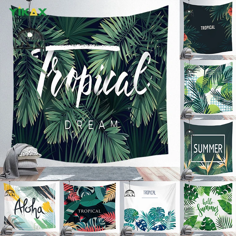 

Tapestry Nordic Style Tropical Green Wall Hanging Cloth Blanket Background Trendy Beach Towel Aesthetics Art Bedroom Home Decor