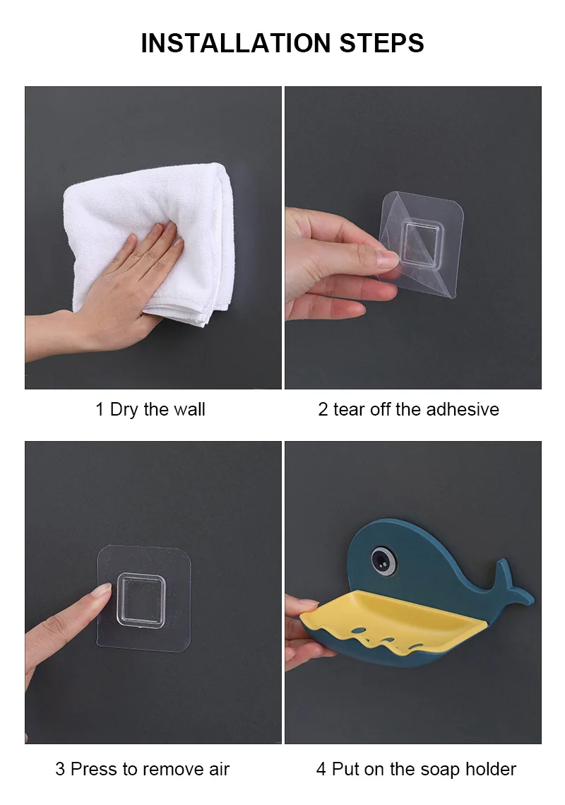 Whale Shape Soap Box Drain Holder Bathroom Shower Sponge Storage Container Plate Tray Accessories