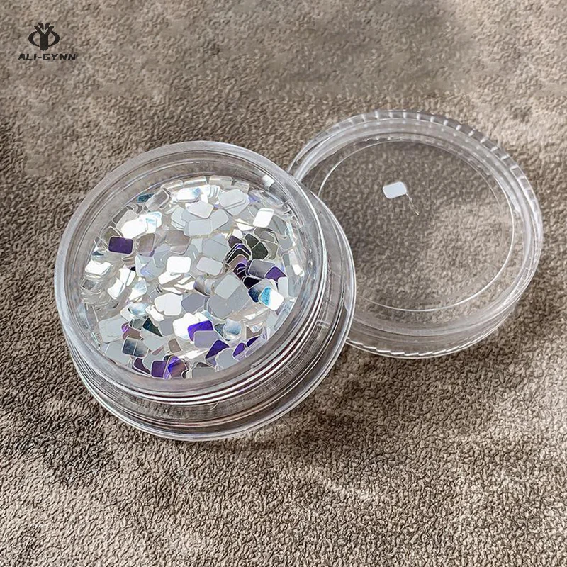 1 квадратная серебряная банка с блестками для ногтей ювелирные изделия