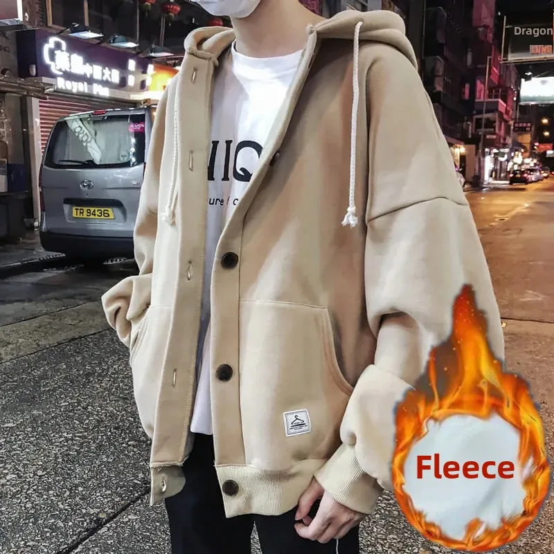 2024 мужской кардиган с капюшоном толстовка свободная посадка повседневная