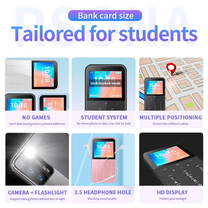 H888 Mini 2G Portable Student Mobile Phone 1.8inches HD Camera GSM Dual SIM 2800mAh Botton Unlocked CellPhone