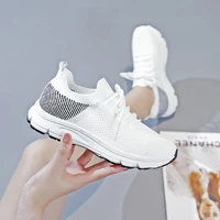 womens knitted sneakers shoes mesh casual shoes breathable walking style shoes lace up white tennis shoes fashion women shoes