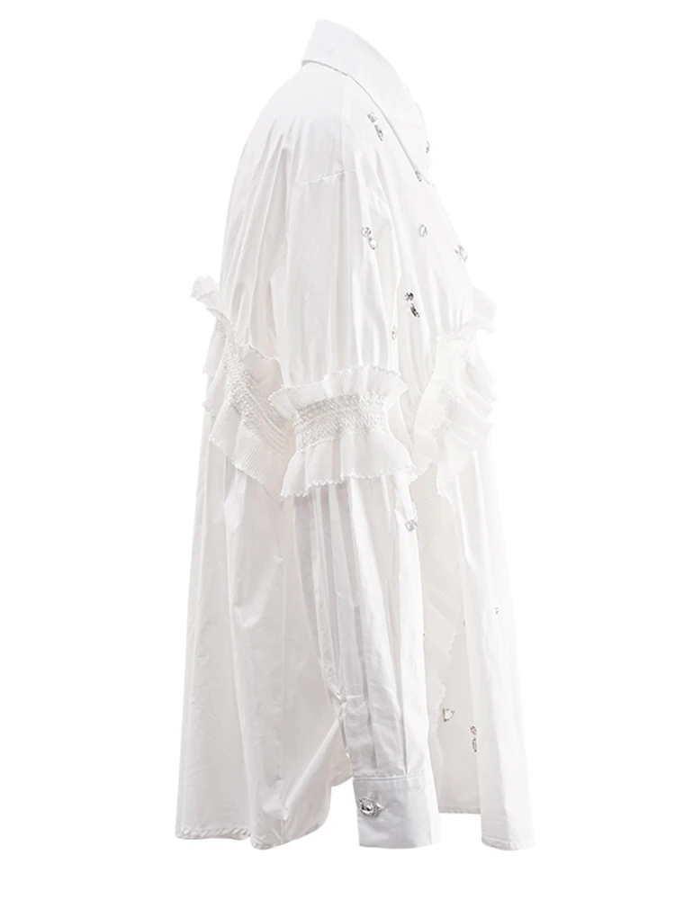 Женская блузка с длинным рукавом EAM черная элегантная рубашка отложным