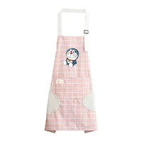 housework cleaning kitchen cooking waist apron adjustable bib cute japan style waterproof oilproof plaid sleeveless women apron