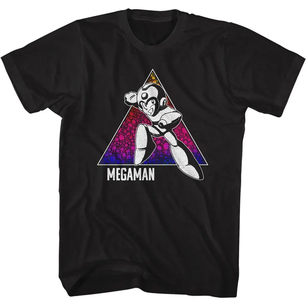 

MEGA MAN COLOR TRIANGLE BLACK ADULT S/S COTTON GAMING TSHIRT