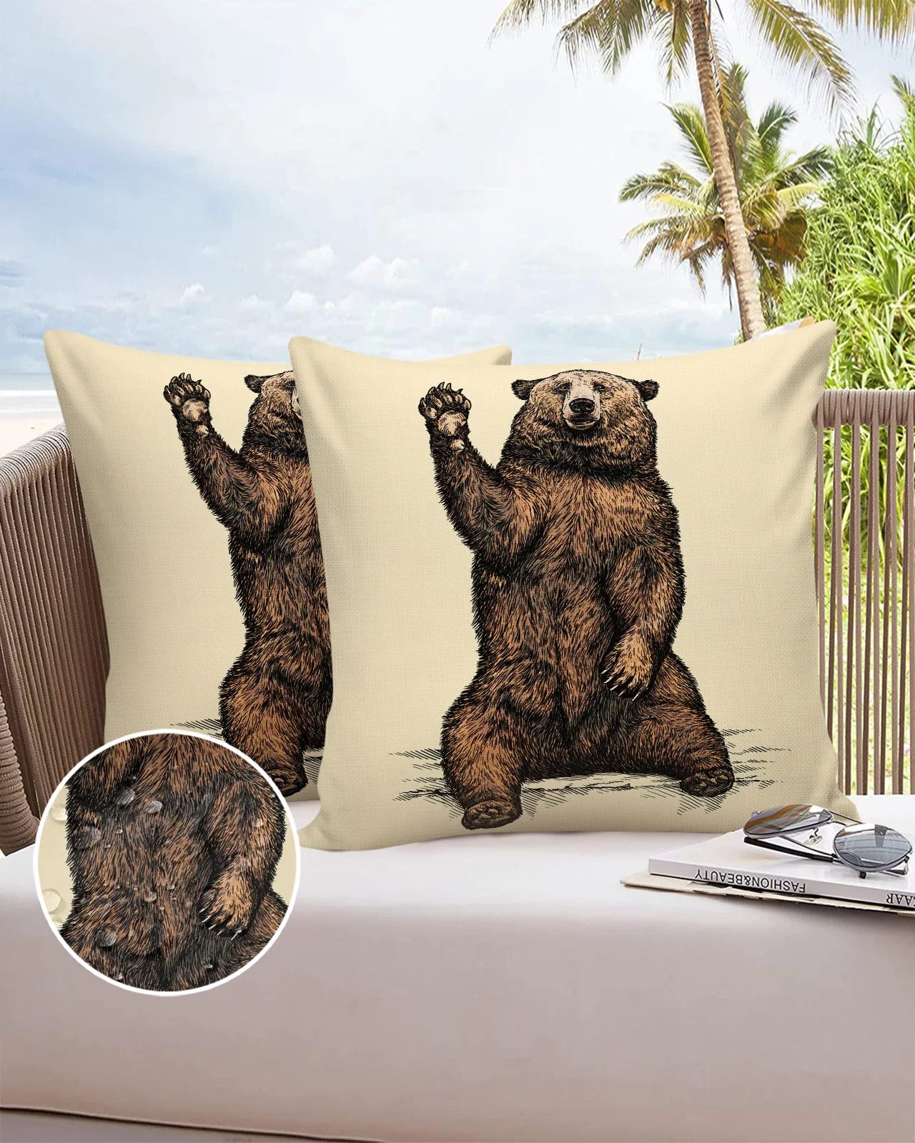 

Brown Bear Animal 2/4pcs Pillowcase Waterproof Cushion Cover for Wedding Home Sofa Cushion Pillow Cover Birthday Gift