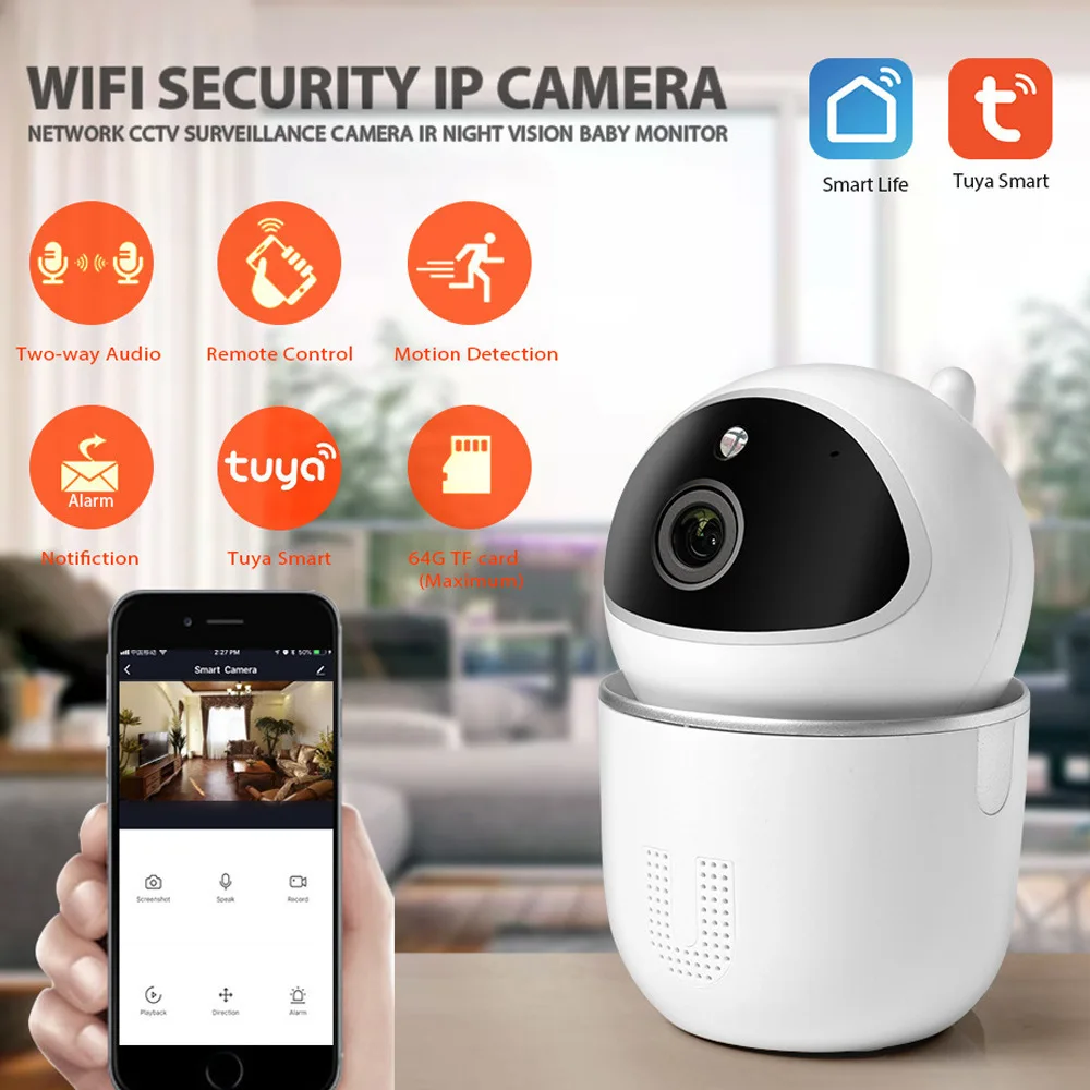 2MP 1080P Tuya Smart Life APP Remote Control Wireless PTZ IP Dome Camera AI Humanoid Detection Home Security CCTV Baby Monitor