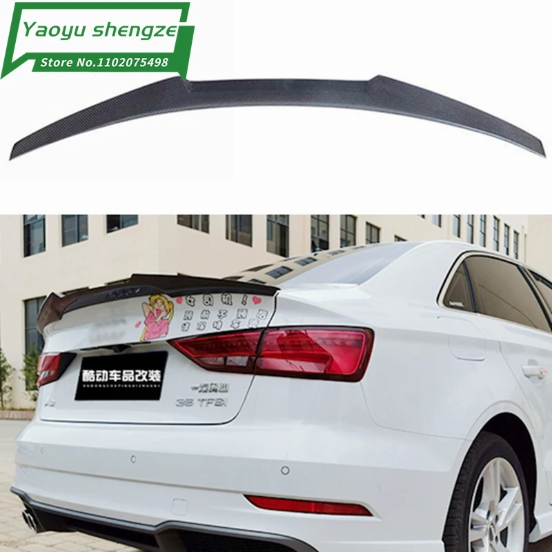 

M4 STYLE REAL CARBON FIBER REAR TAIL WING TRUNK LIP SPOILER FOR Audi A3 S3 RS3 SLINE 2014 2015 2016 2017 2018 2019 2020