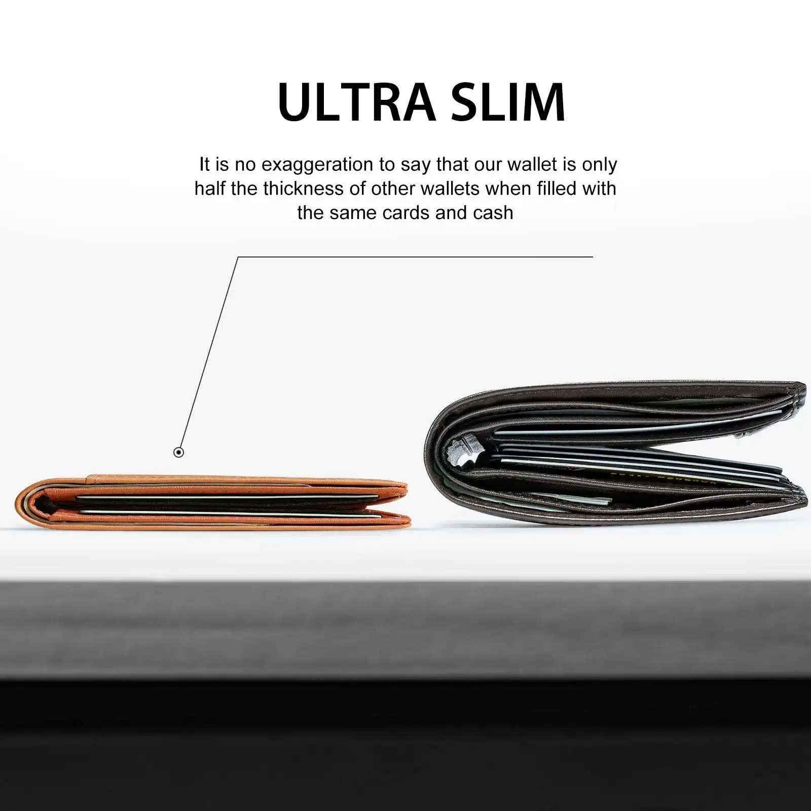 Кошелек мужской тонкий из углеродного волокна с Rfid-защитой и отделением для