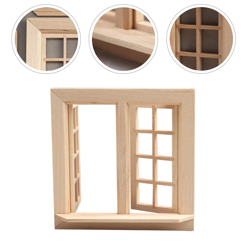 

Window Miniature Windows Furniture House Mini Frame Accessories Wooden Wood Door Shutters Model Gnome 12 Micro Landscape Fairy