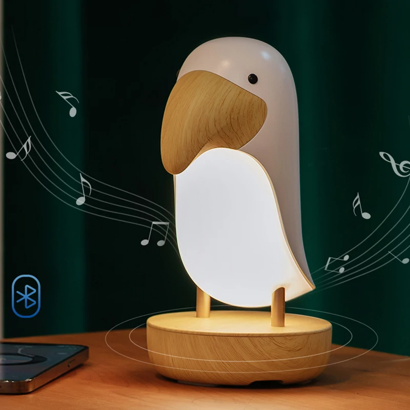 Toucan Bird LED Night Light USB Rechargeable Bedroom Luminaria Table Lamp Dimmable Home Lighting Bluetooth Speaker