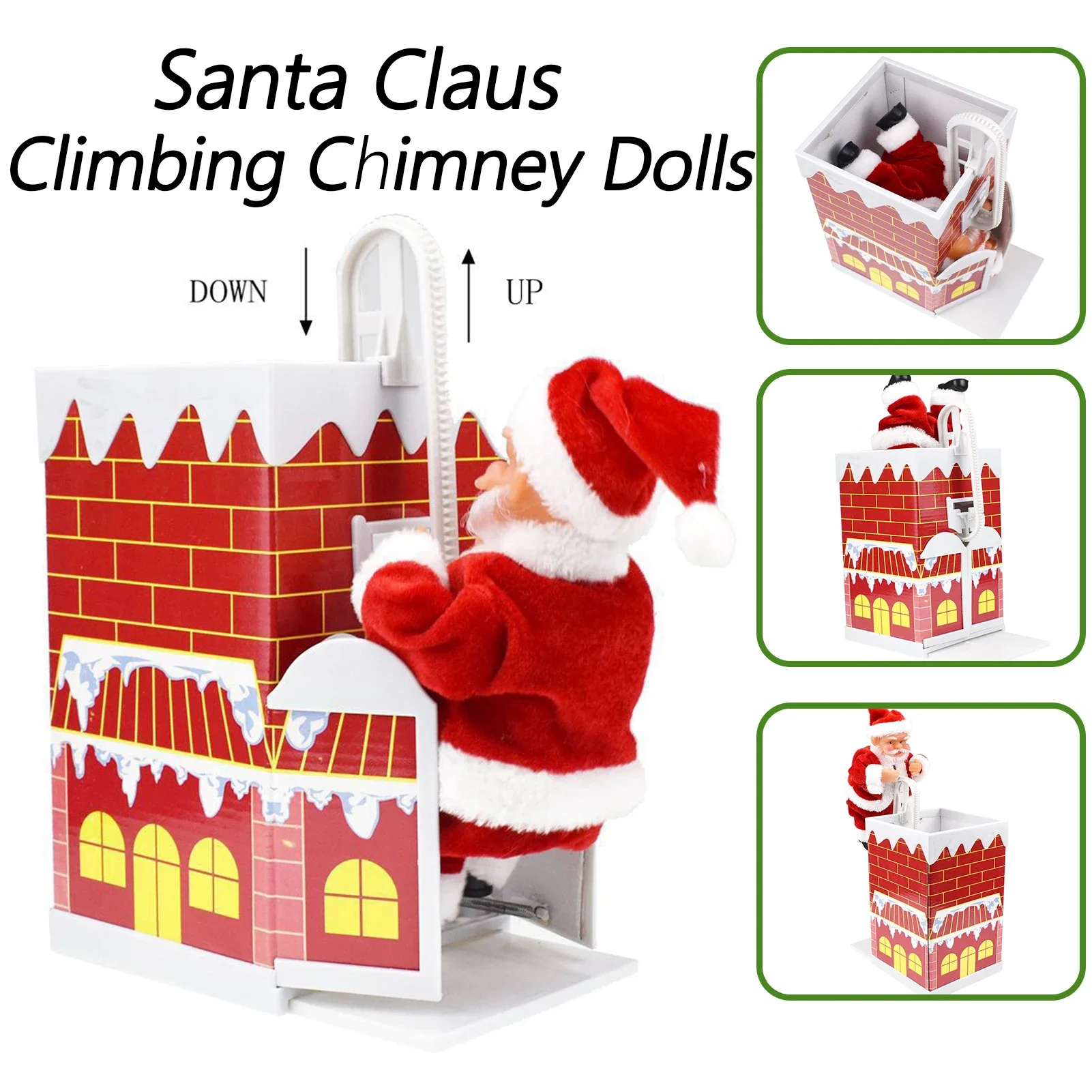 

Santa Claus Climbing Chimney Dolls Electric Toy With Music Children Kids Christmas Gifts