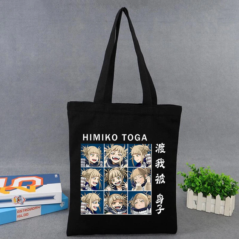 

Сумки-шопперы в стиле Харадзюку, Женские аниме сумки-тоуты с рисунком моя геройская академия, холщовые ранцы на плечо для Himiko Shoto Bakugo Манга