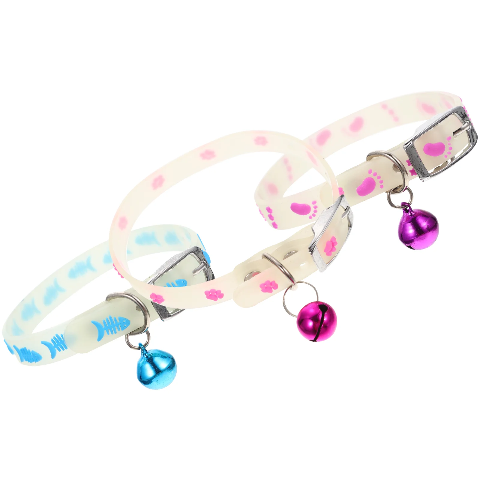 

3 Pcs Fluorescent Pet Collar Puppy Anti-lost Bell Fluorescence Night Collars Silica Gel