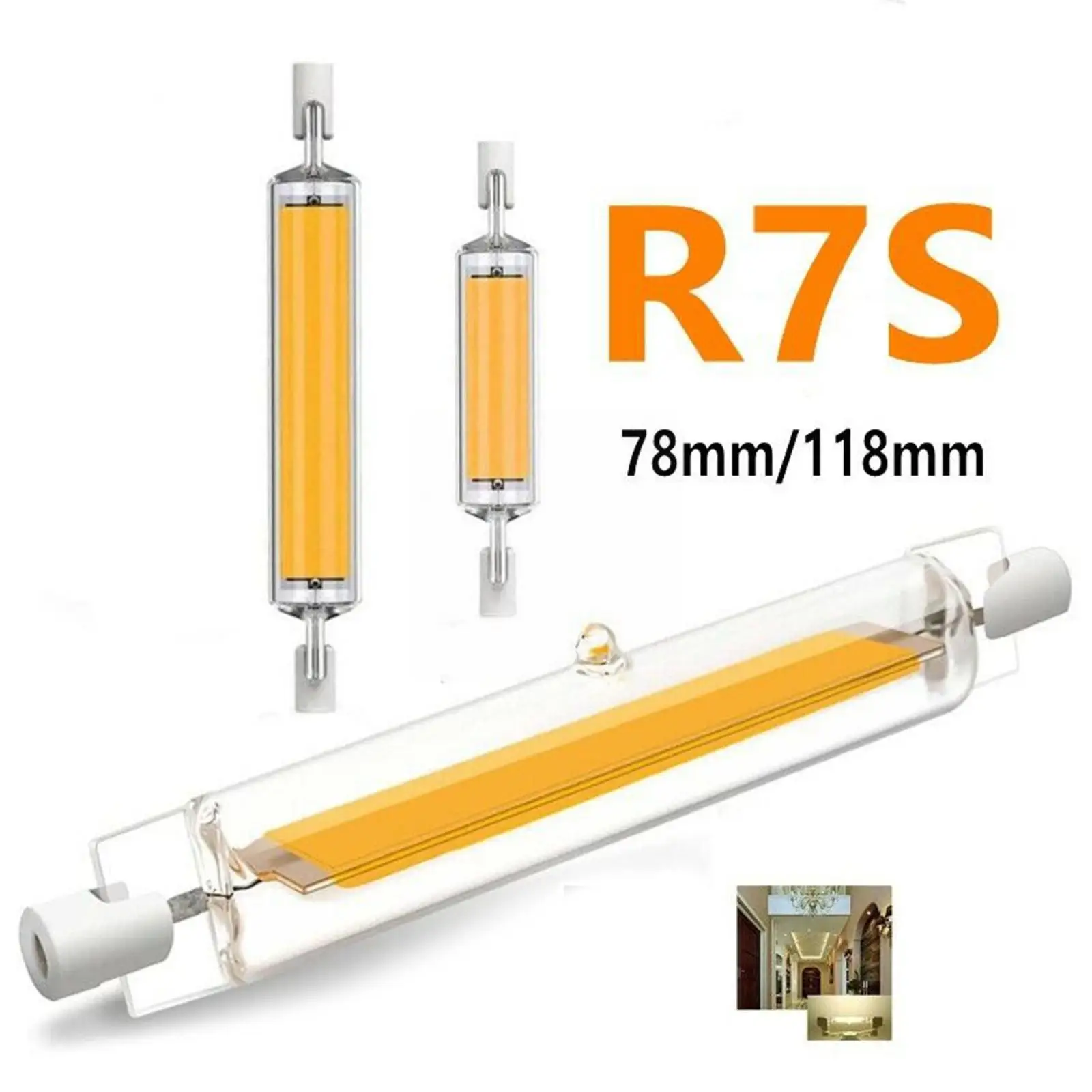 

High Power LED R7s COB Glass Tube 118mm J118 78mm J78 Home Replace 130V 230V Bulb 120V Halogen AC1110V 240V Lamp COB 220V L C8N2