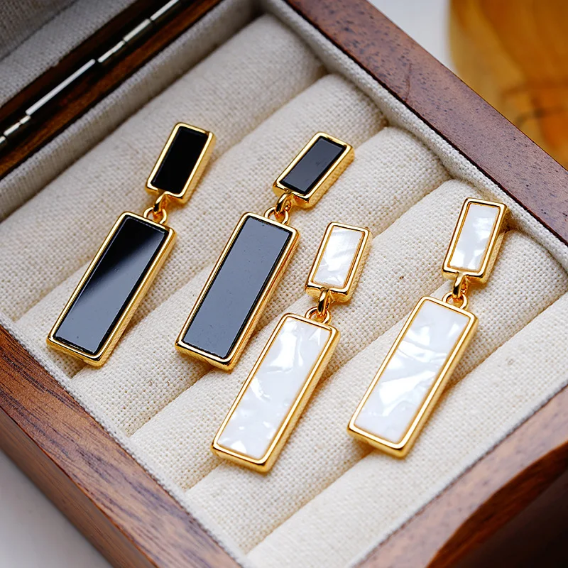 

2023 Square Long Hanging Earrings for Women Colorful Enamel Geometric Statement Dangle Earrings Girls Drop Earrings Pendientes