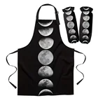 Черный женский фартук в форме полумесяца, фартук для взрослых и детей, манжеты для духовки, варежки, кухонные аксессуары для выпечки, фартуки