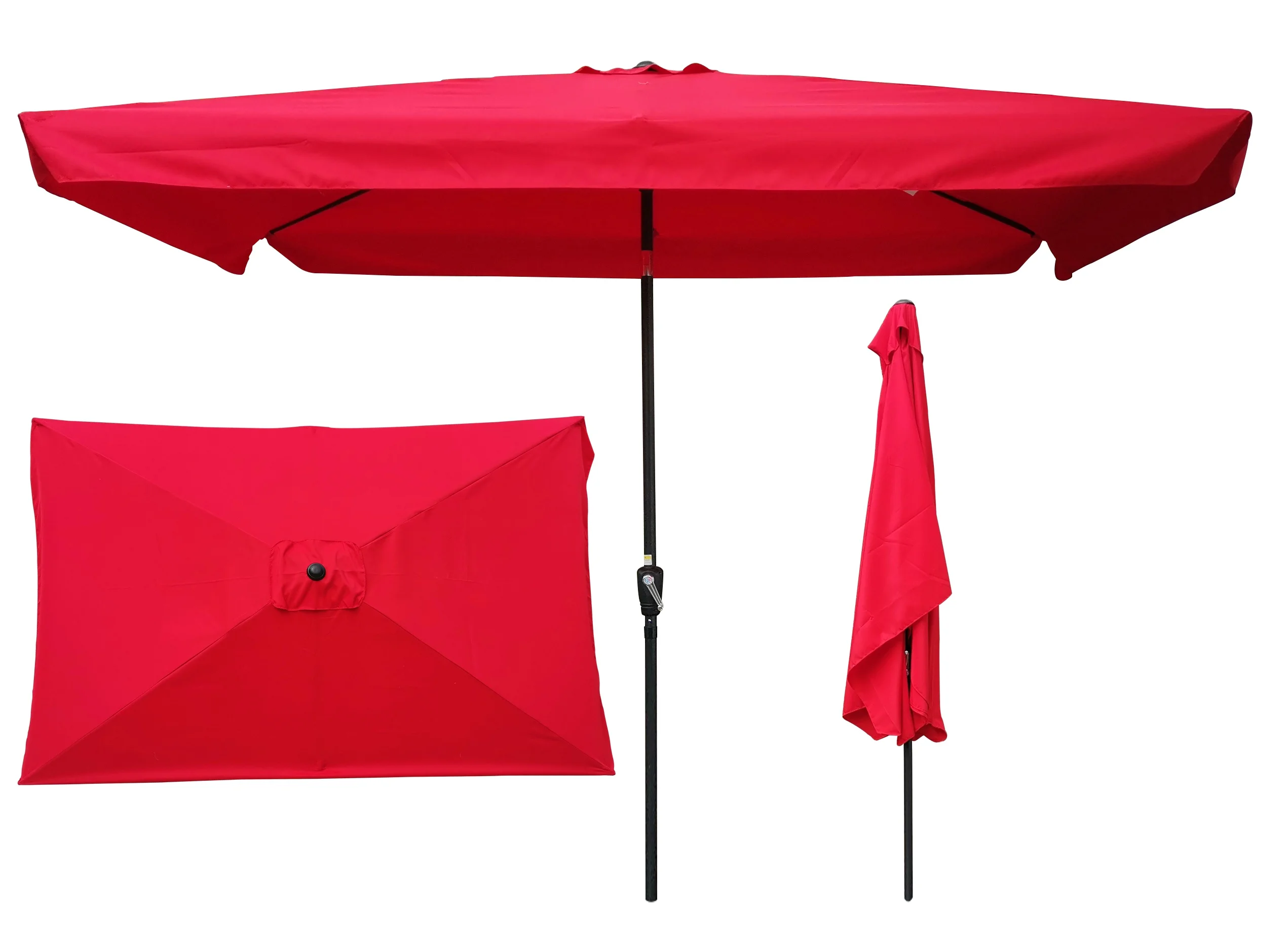 

10 x 6.5ft Rectangular Patio Umbrella Outdoor Market Umbrellas With Crank And Push Button Tilt For Garden Swimming PoolFurniture