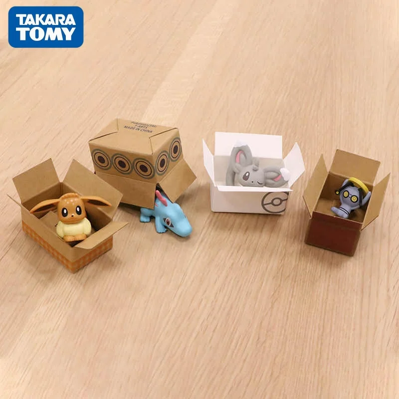Фото Коллекционные мини-фигурки Takara Tomy Arts Pokemon Hide In Box: Eevee, Totodile, Gimmighoul, Minccino – милые украшения для рабочего стола №2