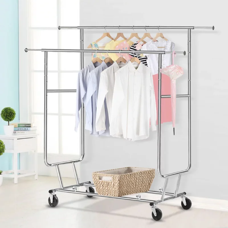 

Easyfashion Collapsible Garment Rack, Metal, Silver hanger