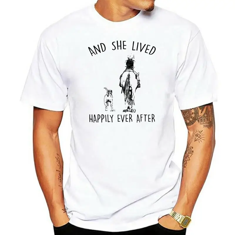 

And She Lived Happily Ever After Horse Riding Girls Gifts Shirt Vintage Graphic Tee Shirt Funny