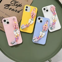bow knot rainbow chain phone case for iphone 13 12 11 pro max xs max xr 6s 7 8 plus 5s se 2020 soft luxury cute cartoon 3d cover