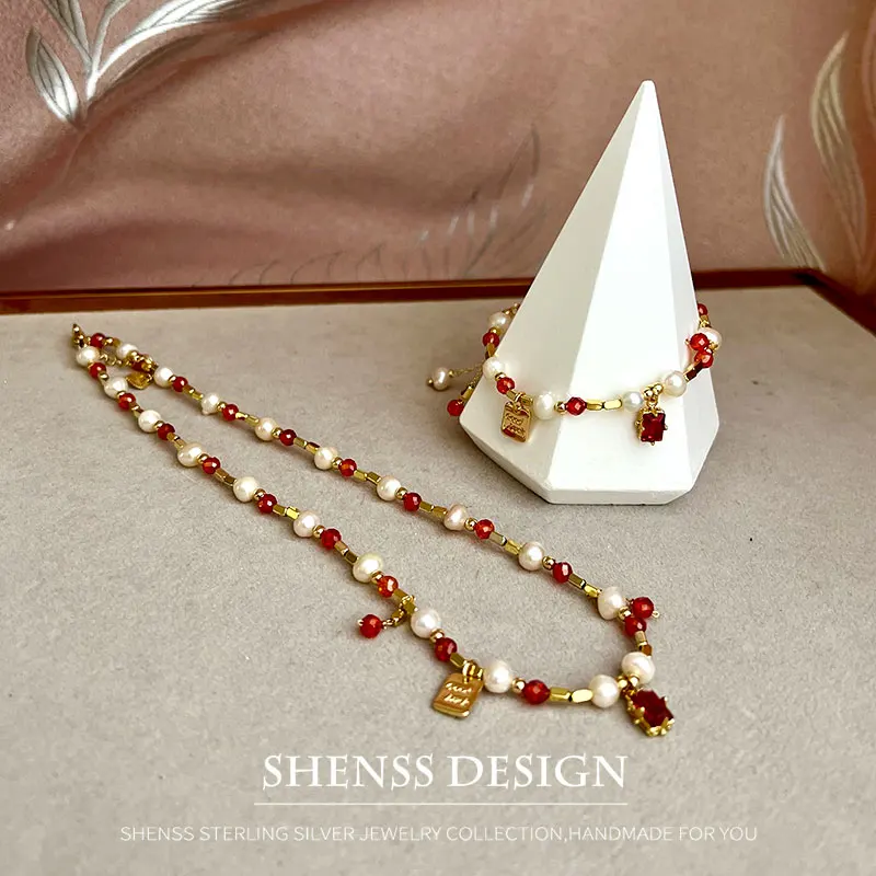 Женское ожерелье с подвеской из натурального пресноводного жемчуга 5-6 мм