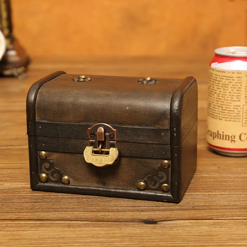 

Small Wooden Box Password Jewelry Hand Storage with Lock Antique Makeup and Dressing Table Gift