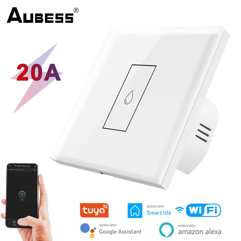 

TUYA Wifi Smart Luxuray Glass Boiler Switch Water Heater 20A Tuya EU/US Standard App Control Timer Voice Alexa Google Home