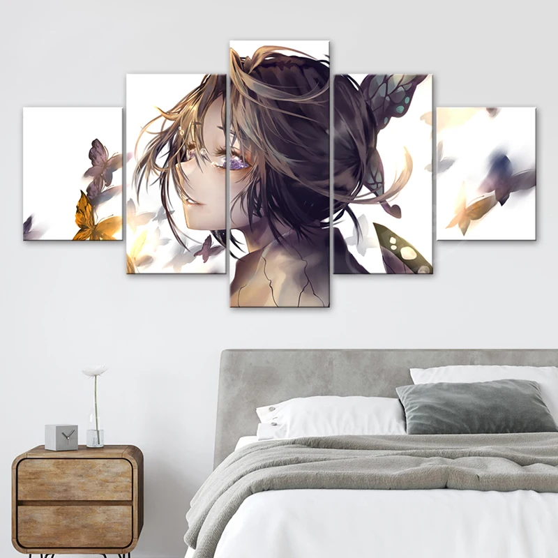 

Wall Artwork Anime 5 Pcs Canvas Print Kochou Shinobu Posters Painting Demon Slayer Picture Home Decoration Living Room Modern