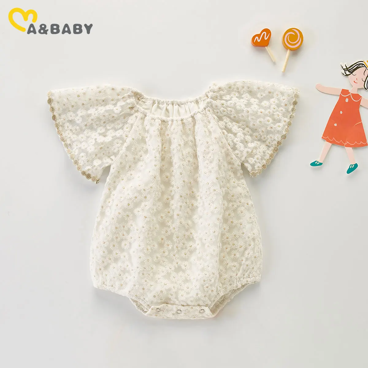 

ma&baby 3-24M Infant Newborn Baby Girl Romper Lace Floral Ruffle Jumpsuit Playsuit Sunsuit Summer Clothing Costumes D01