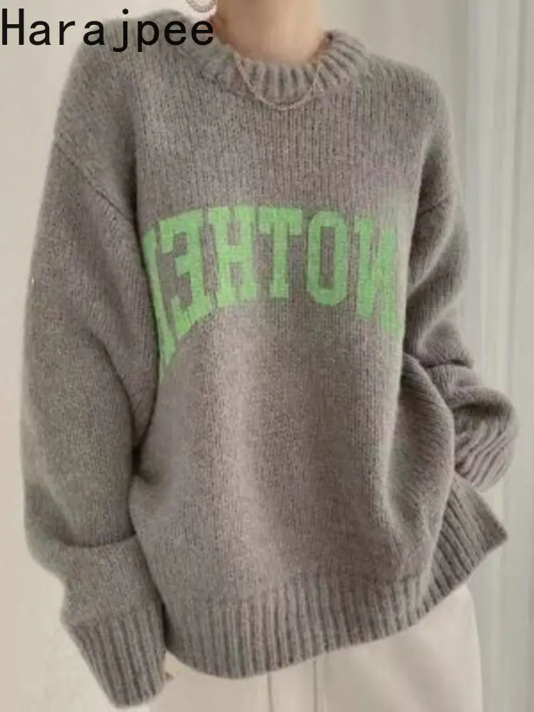 

Женский трикотажный пуловер Harajpee с круглым вырезом и длинными рукавами