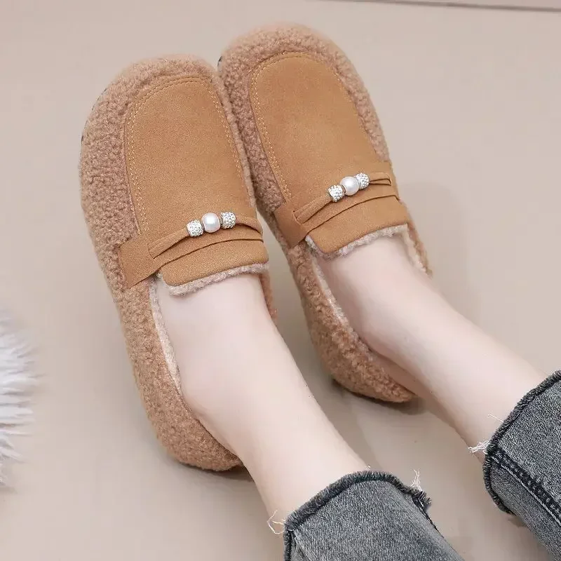 Хлопковая обувь женская зимняя новая плюшевая теплая модная удобная без