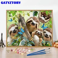 gatyztory interior painting by numbers for adults kids drawing on canvas sloth animal paint for painting personalized gift dec