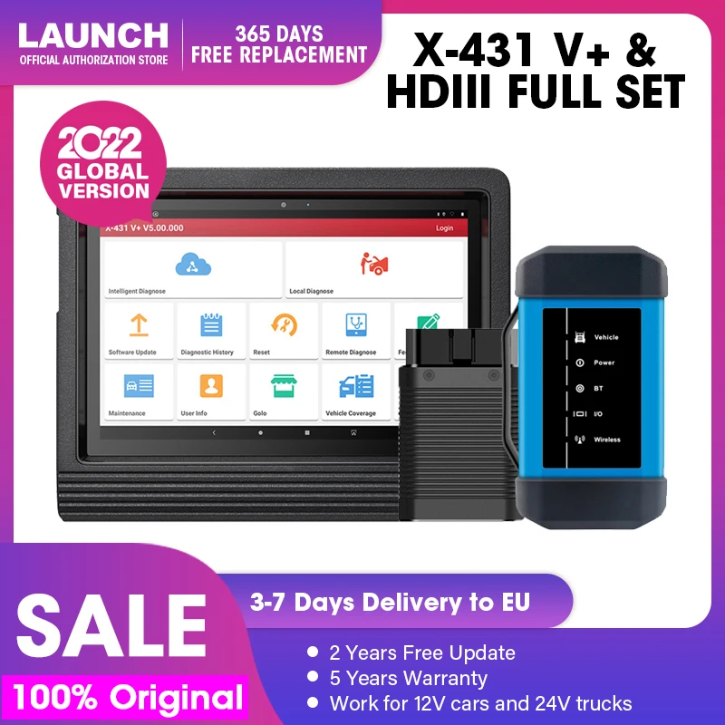 Диагностический сканер Launch X431 V Plus HDIII с модулем OBD2 для автомобилей 12 В 24 - купить