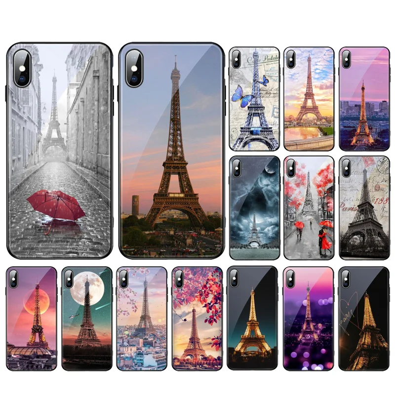 

Love London Eiffel Tower Glass phone case For iphone 15 14 13 Pro Max 12 11 Pro Max XS Mobile Phone Case Funda
