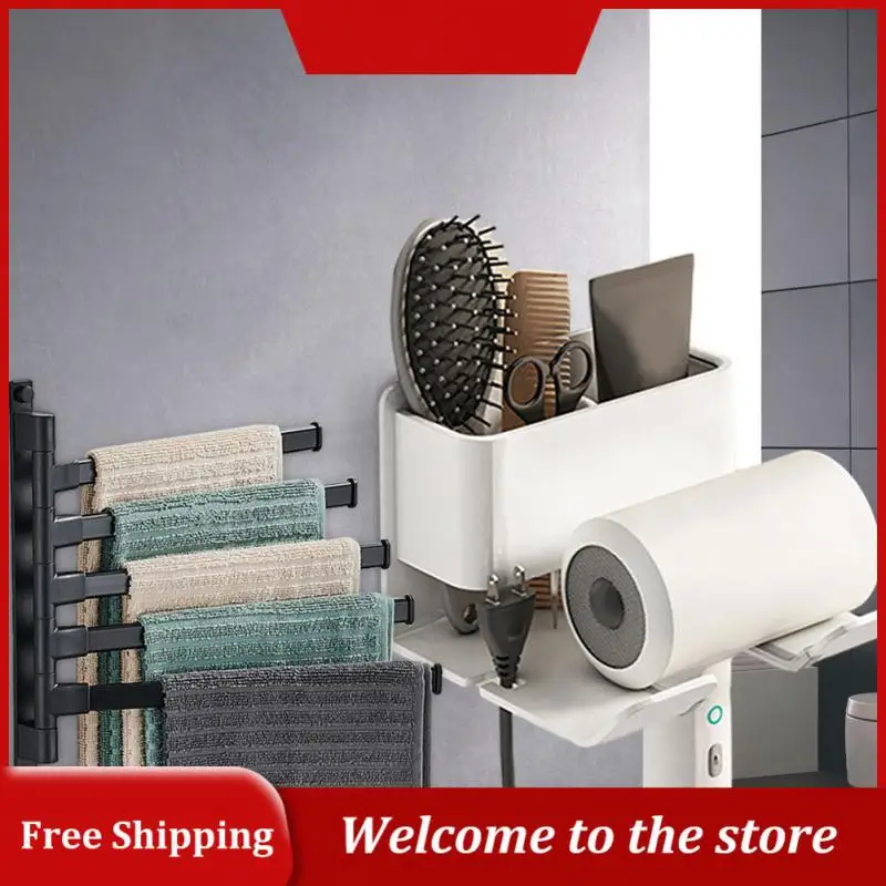 

Rotating Towel Rack Easy Installation Functional Modern Hair Dryer Rack And Towel Bar Set Home Supplies Growing Bathroom Trends