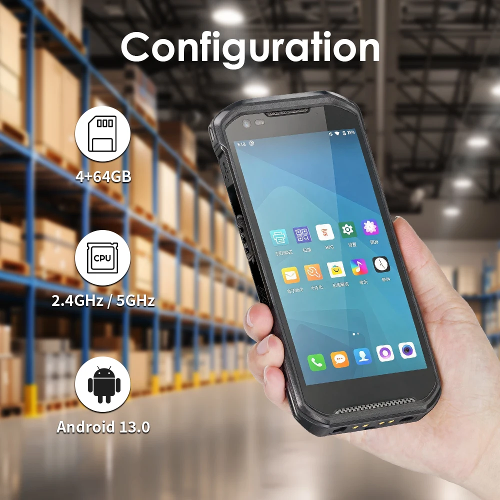 Фото Прочный портативный терминал сбора данных Effon TA06 с Android 13, IP67, 1D/2D/QR-сканером, 4G, NFC, для инвентаризации и считывания штрихкодов №2