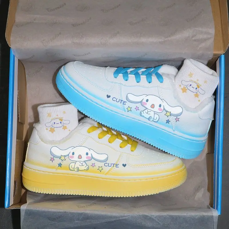

2022 Cinnamoroll Casual Shoes Kawaii Sanrio Cartoon Plush Student Sneakers Cute Girls Winter Flat Shoes Girlfriend Gift