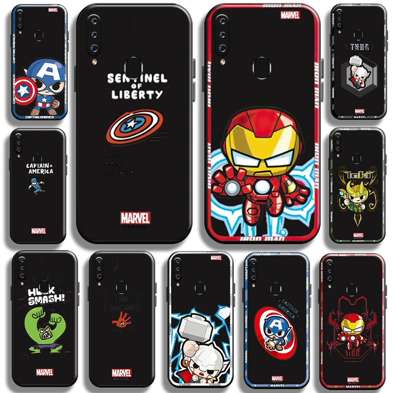 

Cartoon Marvel Avengers for Samsung Galaxy A60 Phone Case funda Black Cover Coque Liquid Silicon Shell TPU full Protection