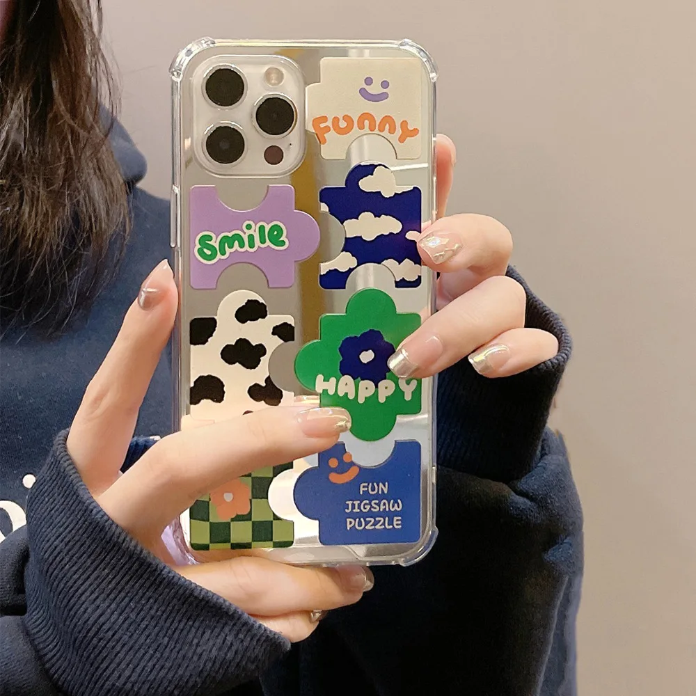 Personality Mirror Whimsy Puzzles Phone Case For iphone 14 13 12 11 Pro Max X XR XSMAX 7 8 Plus SE TPU Case Cover New Products