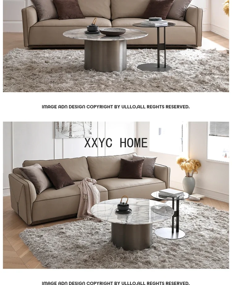 Итальянский простой мраморный журнальный столик круглый светильник роскошный